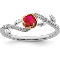 14K Two-Tone Polished Rose Ruby and Diamond Ring - 0.24 Carat Total Ruby Weight, 0.02 Carat Total Diamond Weight by 0