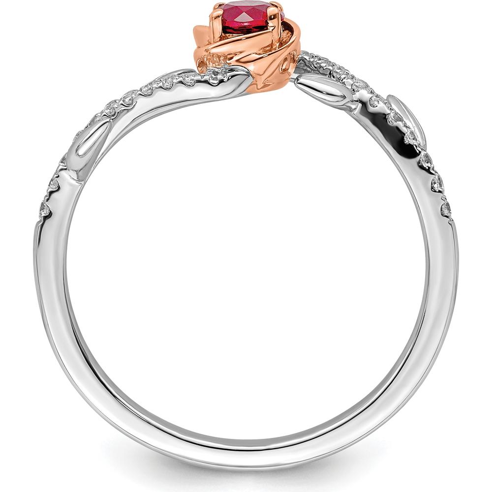 14K Two-Tone Polished Rose Ruby and Diamond Ring - 0.24 Carat Total Ruby Weight, 0.02 Carat Total Diamond Weight by 0