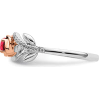 14K Two-Tone Polished Rose Ruby and Diamond Ring - 0.24 Carat Total Ruby Weight, 0.02 Carat Total Diamond Weight by 0