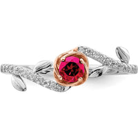 14K Two-Tone Polished Rose Ruby and Diamond Ring - 0.24 Carat Total Ruby Weight, 0.02 Carat Total Diamond Weight by 0