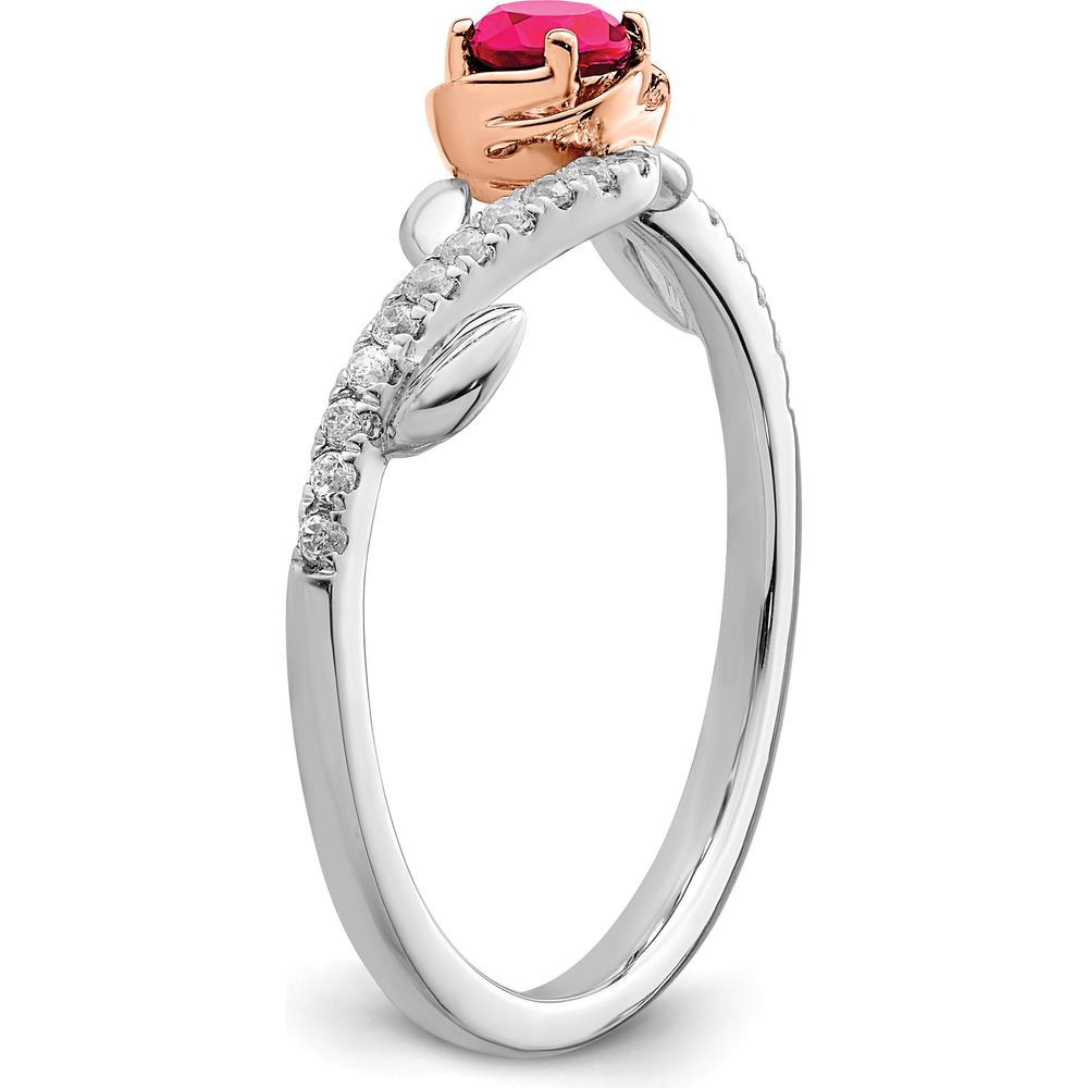 14K Two-Tone Polished Rose Ruby and Diamond Ring - 0.24 Carat Total Ruby Weight, 0.02 Carat Total Diamond Weight by 0
