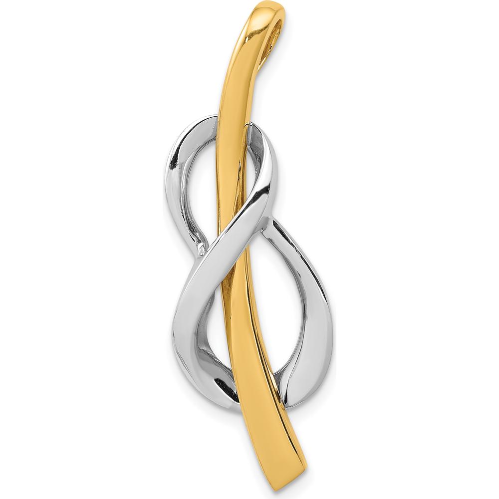 14K Two-Tone Polished Slide Pendant for 2mm Regular or 3mm Fancy Omega Necklaces by 0