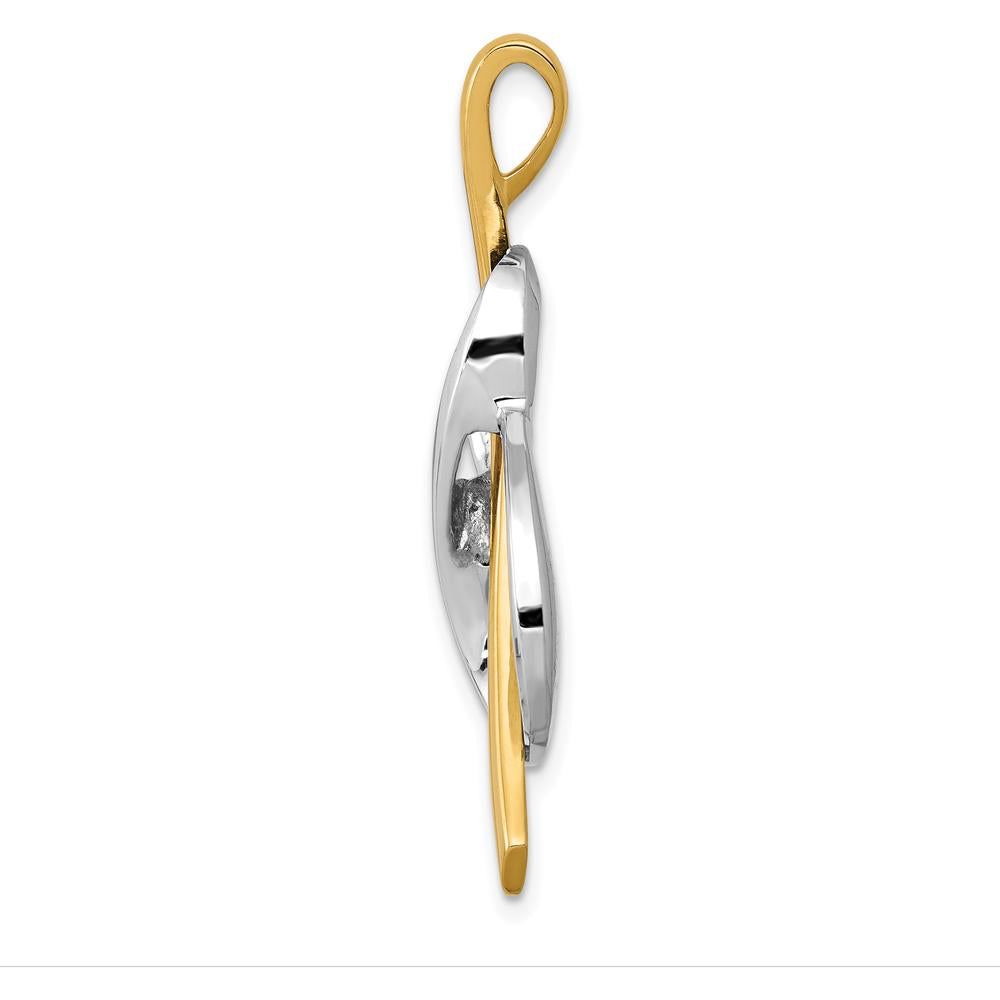 14K Two-Tone Polished Slide Pendant for 2mm Regular or 3mm Fancy Omega Necklaces by 0