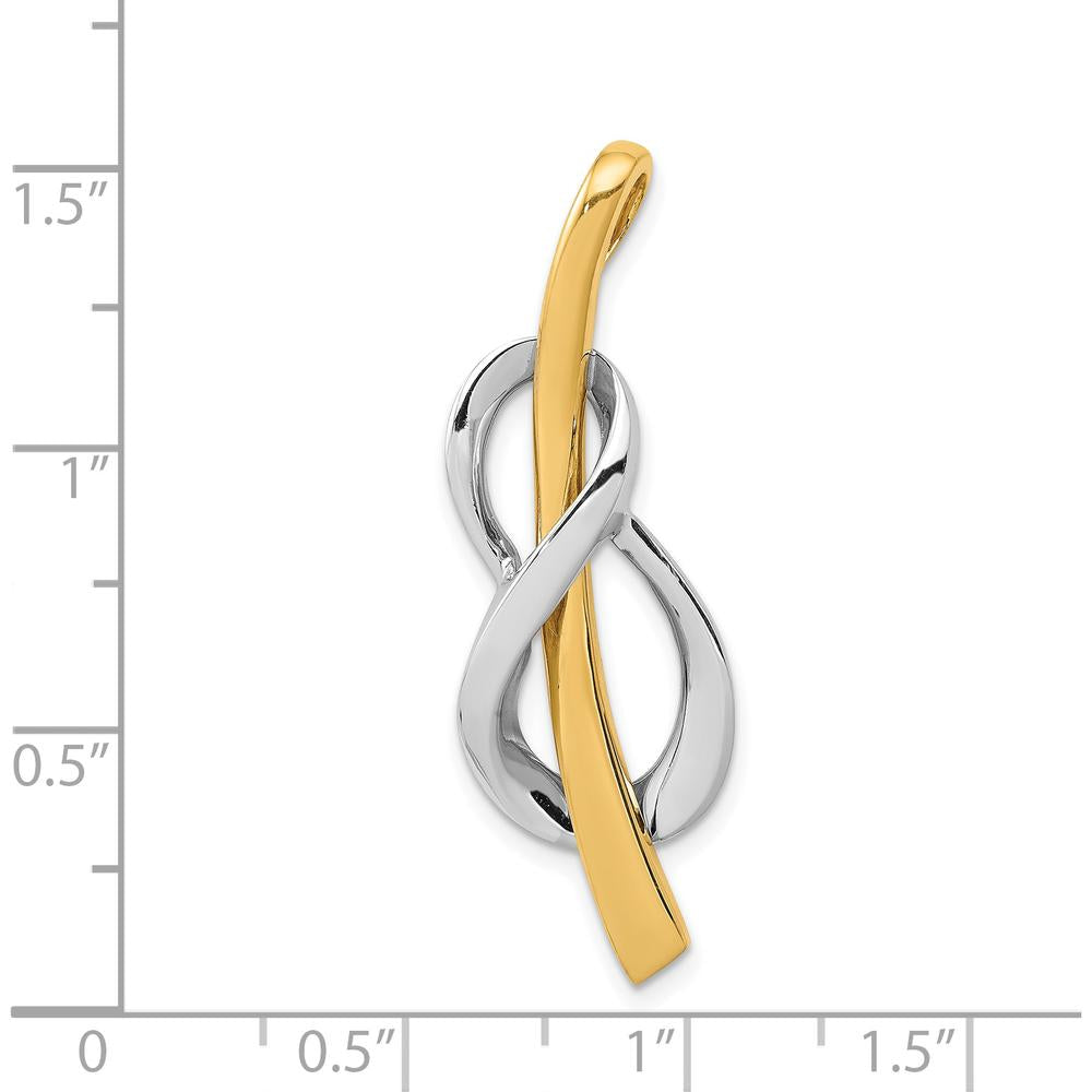 14K Two-Tone Polished Slide Pendant for 2mm Regular or 3mm Fancy Omega Necklaces by 0