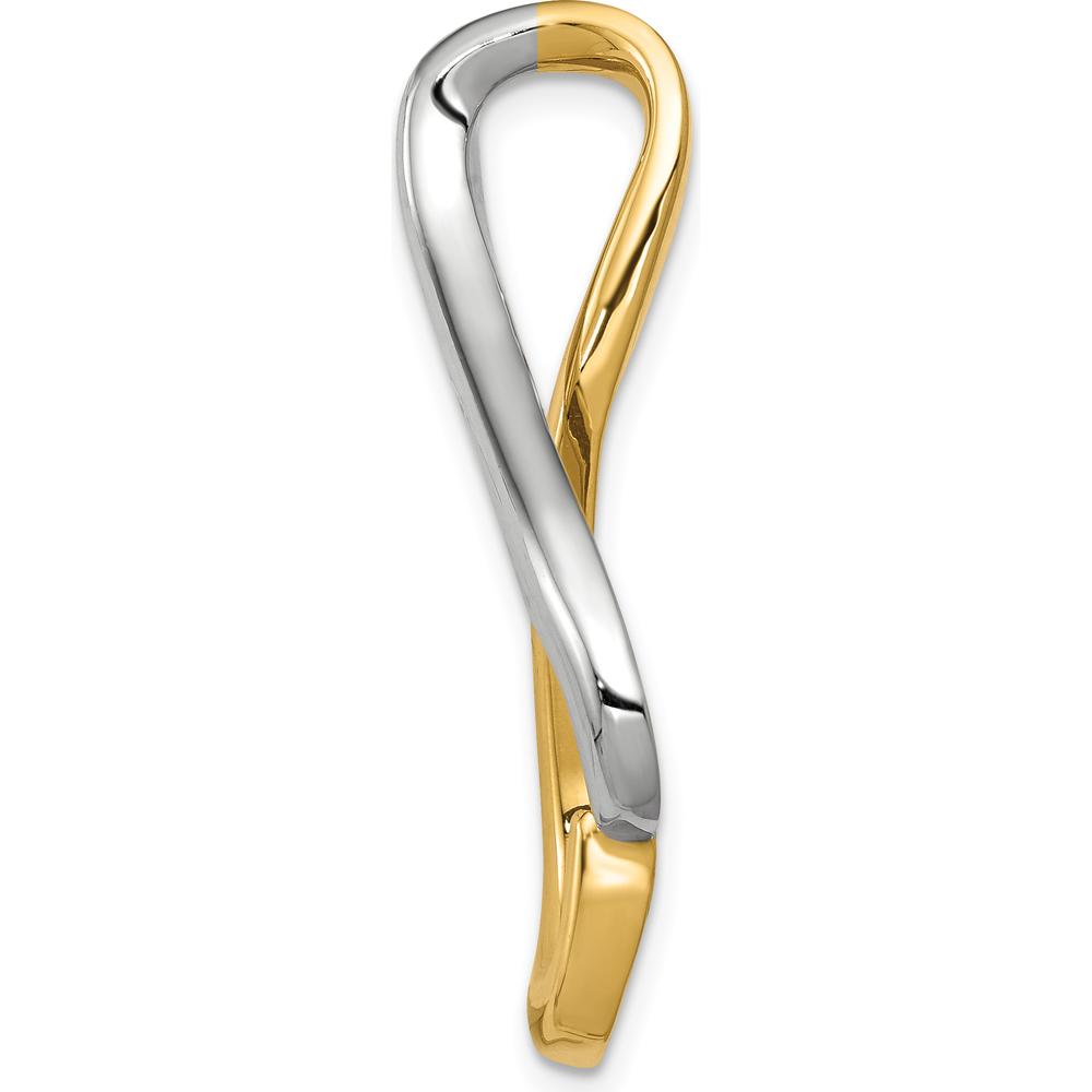 14K Two-Tone Polished Slide Pendant for Omega Chains - Fits 4mm Regular or 6mm Fancy Reversible by 0