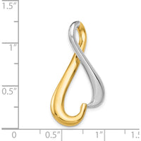 14K Two-Tone Polished Slide Pendant for Omega Chains - Fits 4mm Regular or 6mm Fancy Reversible by 0