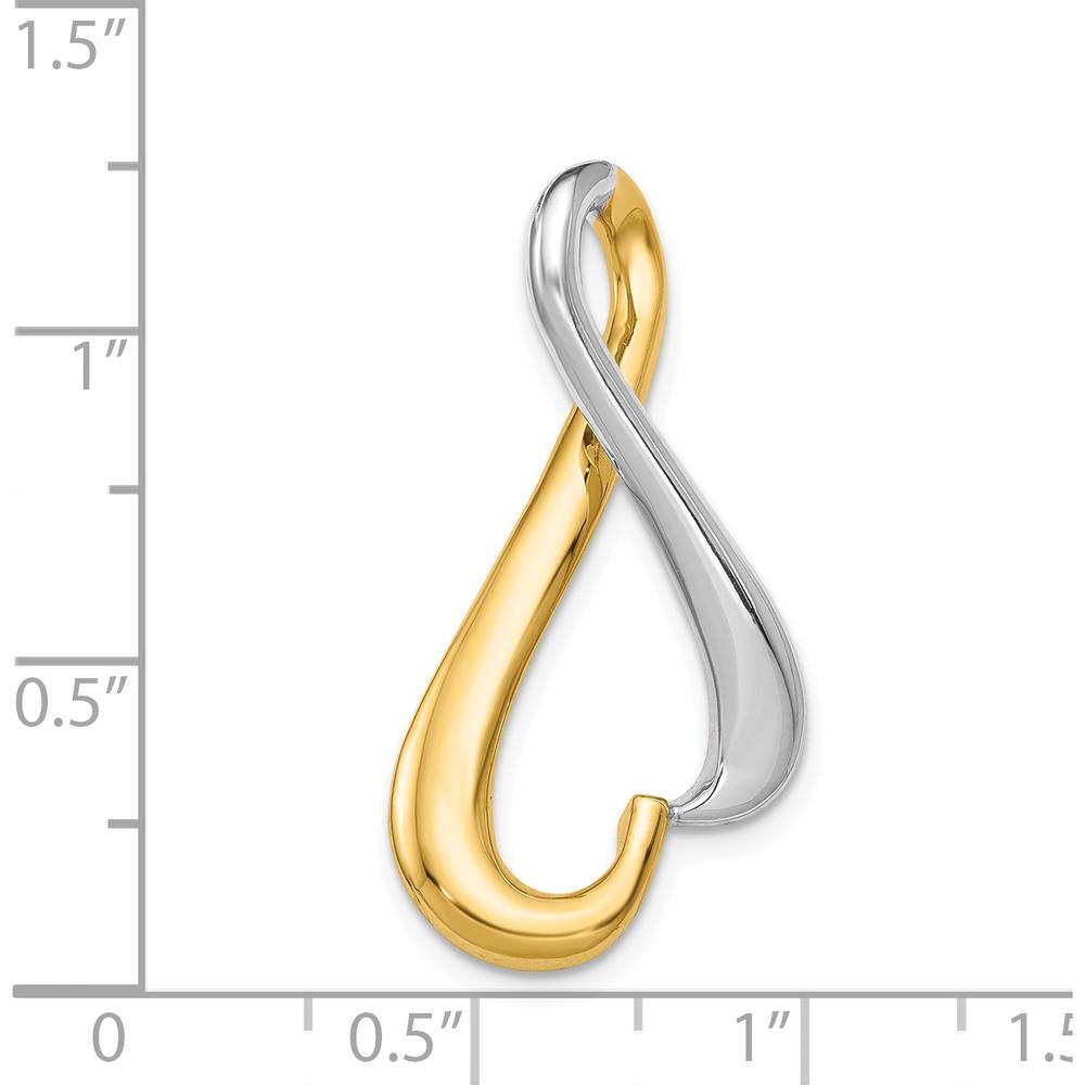 14K Two-Tone Polished Slide Pendant for Omega Chains - Fits 4mm Regular or 6mm Fancy Reversible by 0