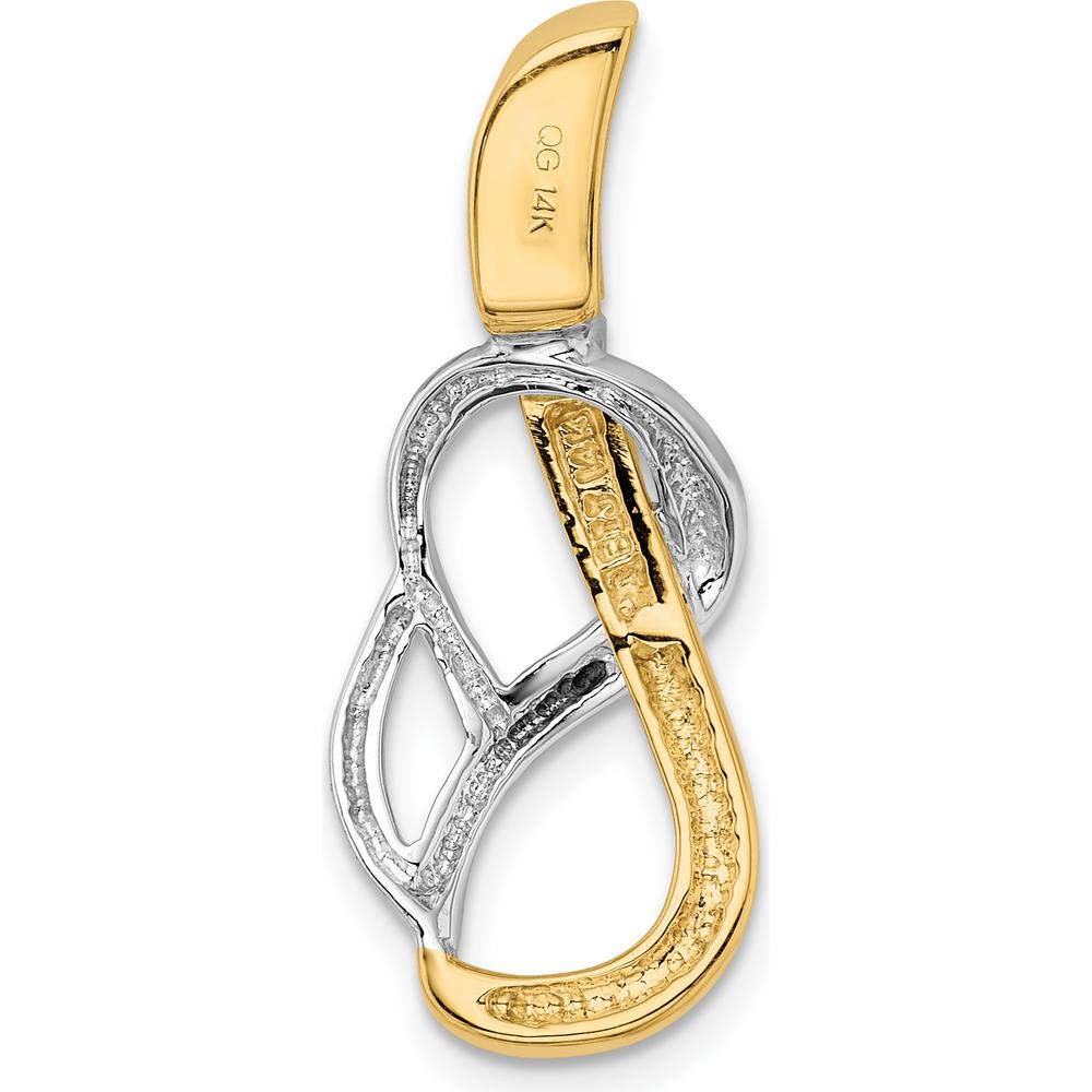 14K Two-Tone Polished Slide Pendant for Omega Chains - Fits up to 4mm Regular/6mm Fancy Omega by 0