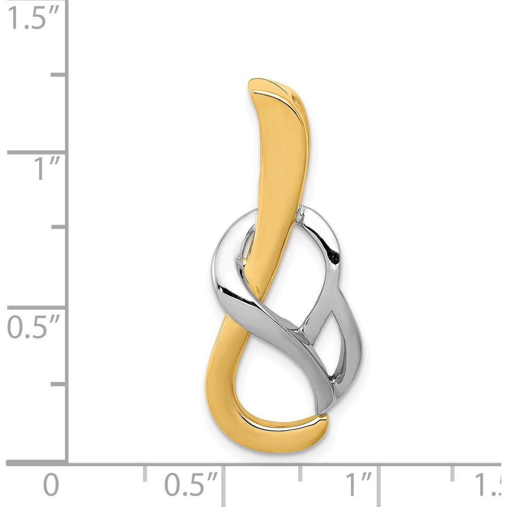 14K Two-Tone Polished Slide Pendant for Omega Chains - Fits up to 4mm Regular/6mm Fancy Omega by 0