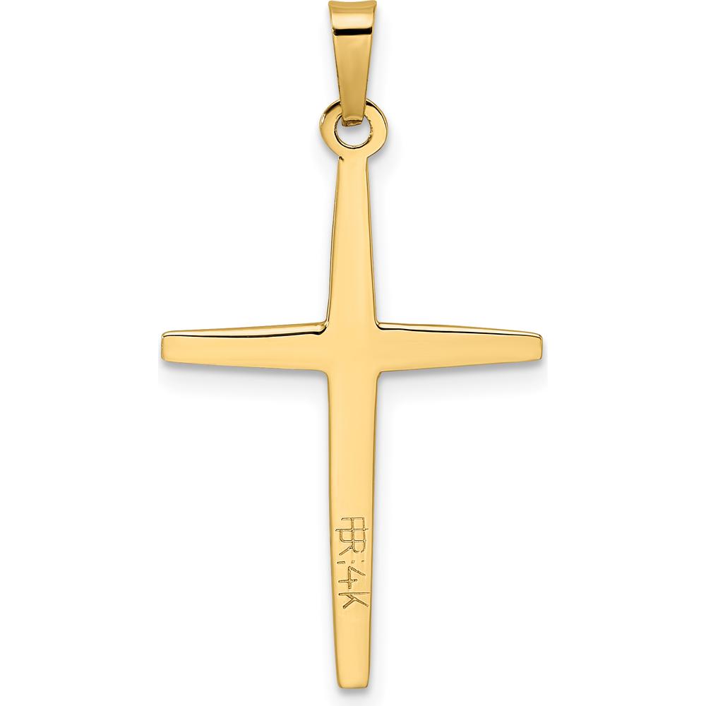 14K Two-Tone Polished Solid Double Cross Pendant - 32mm Length by Oro Pregiato