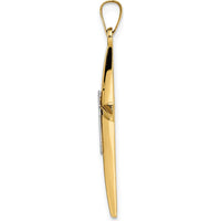 14K Two-Tone Polished Solid Double Cross Pendant - 34mm Length by Oro Pregiato