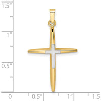 14K Two-Tone Polished Solid Double Cross Pendant - 34mm Length by Oro Pregiato