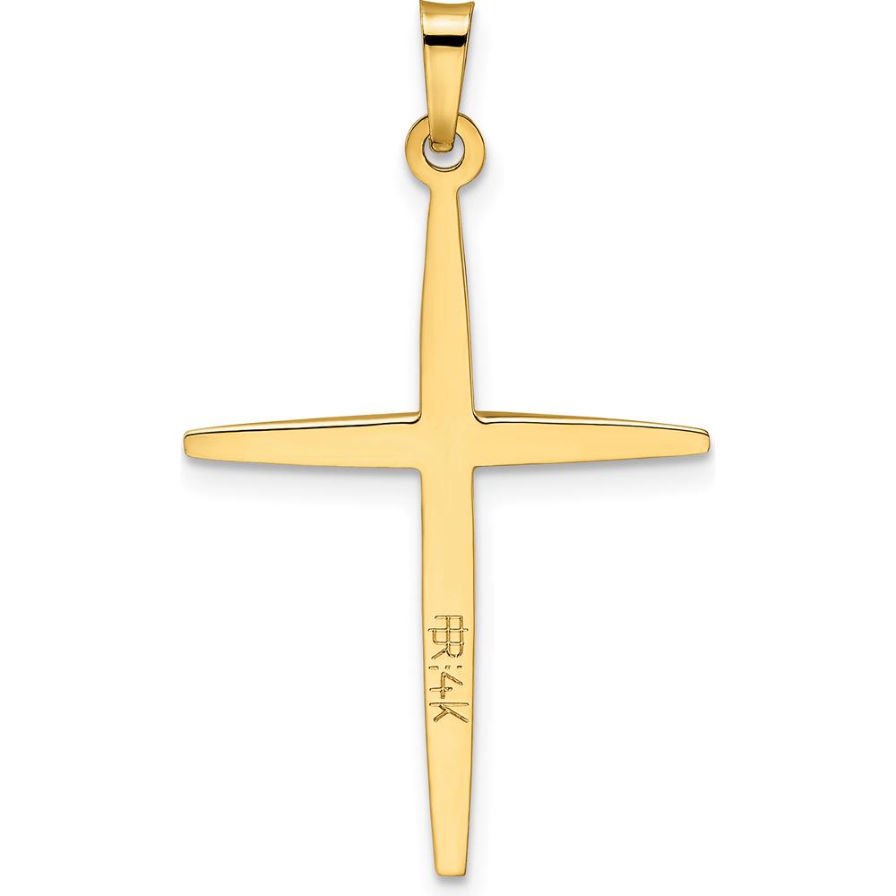 14K Two-Tone Polished Solid Double Cross Pendant - 34mm Length by Oro Pregiato