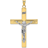14K Two-Tone Polished Solid INRI Crucifix Cross Pendant - 60.9mm Length by Oro Pregiato