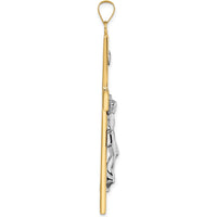 14K Two-Tone Polished Solid INRI Crucifix Cross Pendant - 60.9mm Length by Oro Pregiato