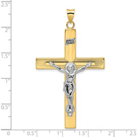 14K Two-Tone Polished Solid INRI Crucifix Cross Pendant - 60.9mm Length by Oro Pregiato