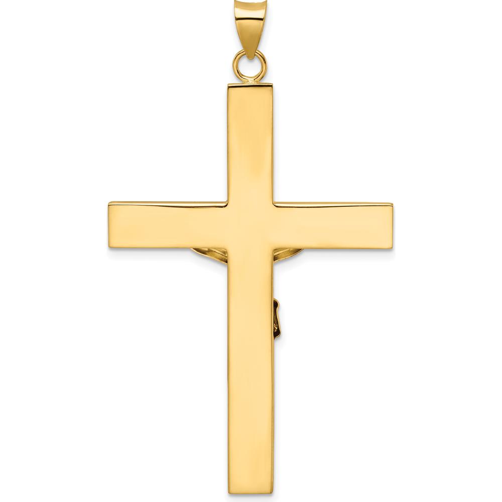 14K Two-Tone Polished Solid INRI Crucifix Cross Pendant - 60.9mm Length by Oro Pregiato