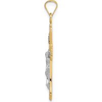 14K Two-Tone Polished Solid INRI Crucifix Pendant - 28mm Length, 17.86mm Width by Oro Pregiato