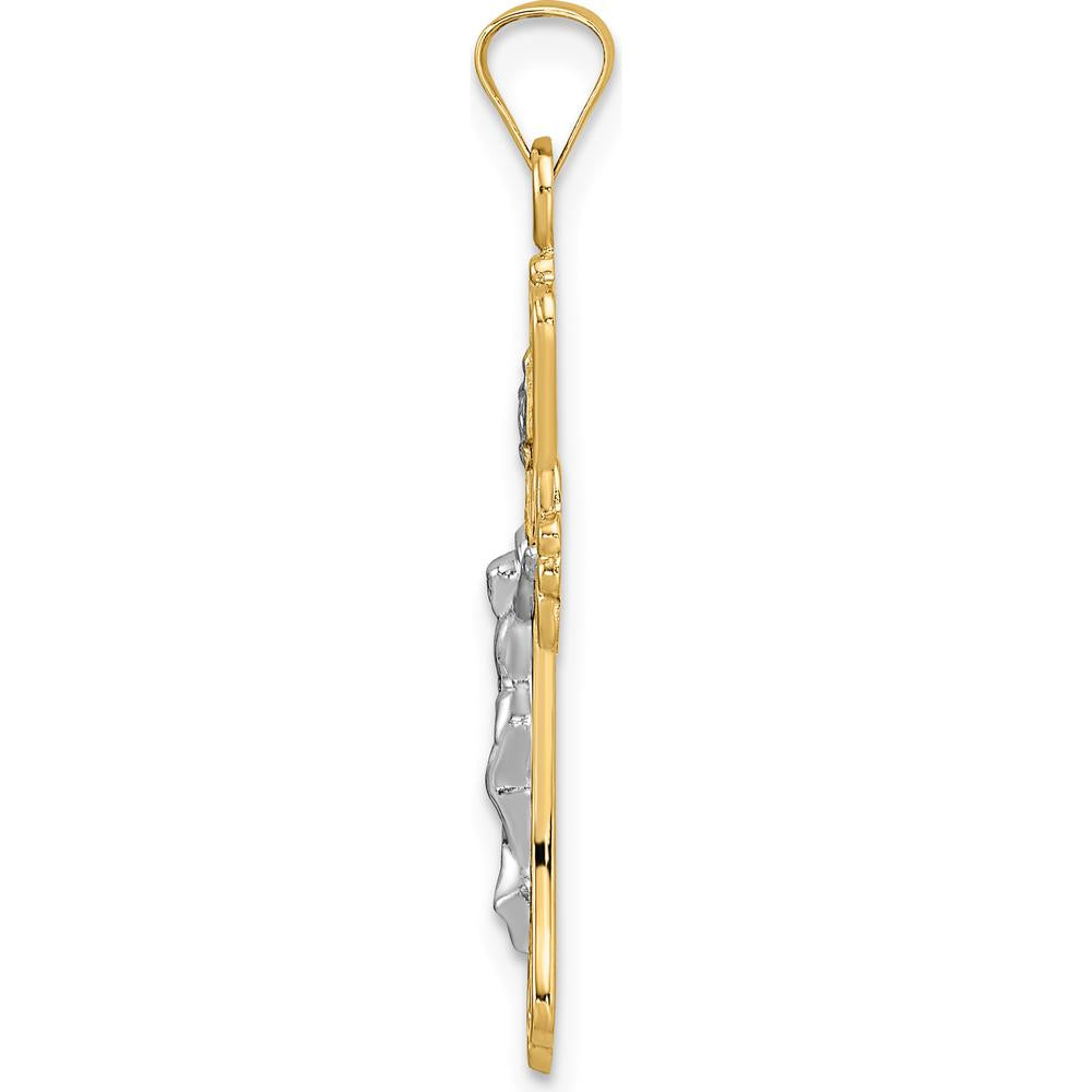 14K Two-Tone Polished Solid INRI Crucifix Pendant - 28mm Length, 17.86mm Width by Oro Pregiato