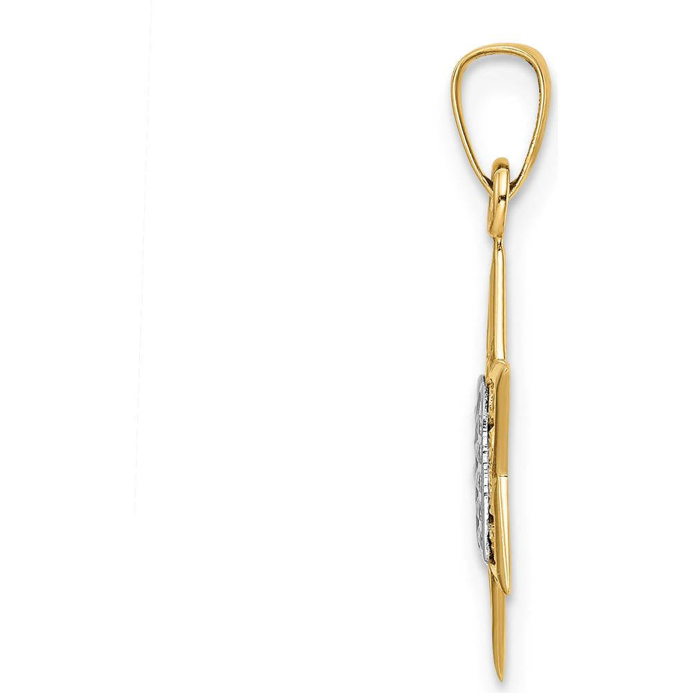 14K Two-Tone Polished Solid Star of David and Torah Pendant - 23.95mm Length by Oro Pregiato