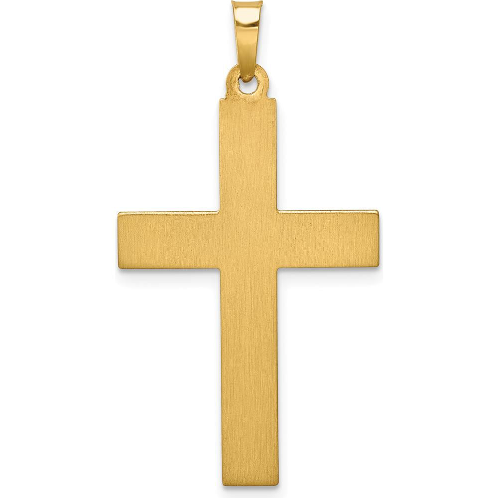 14K Two-Tone Polished Textured Striped Latin Crucifix Pendant - 35mm Length by Oro Pregiato