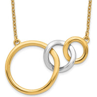 14K Two-Tone Polished Triple Interlocked Circles Necklace - 18" by Monteluci Fine Jewelry