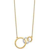 14K Two-Tone Polished Triple Interlocked Circles Necklace - 18" by Monteluci Fine Jewelry