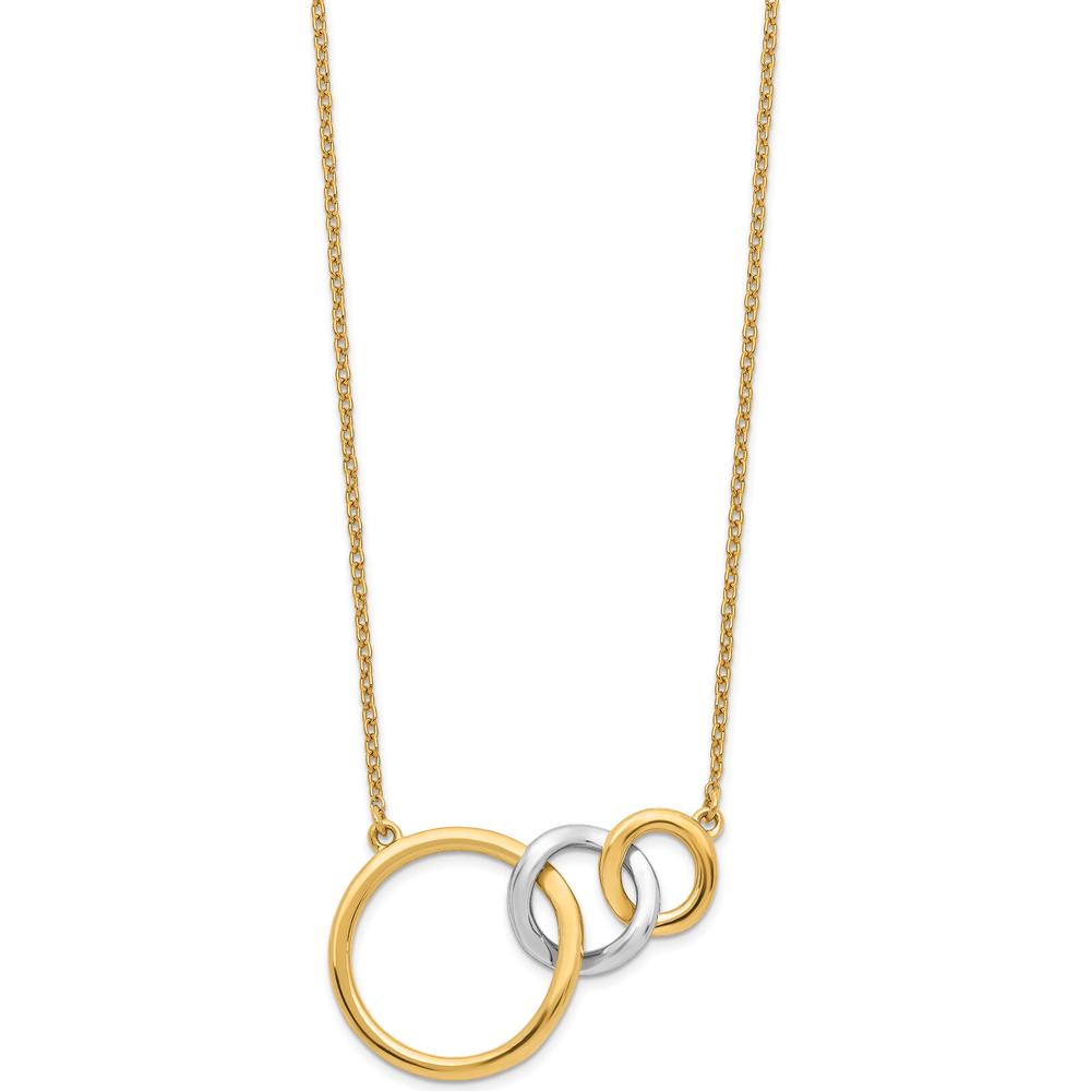14K Two-Tone Polished Triple Interlocked Circles Necklace - 18" by Monteluci Fine Jewelry