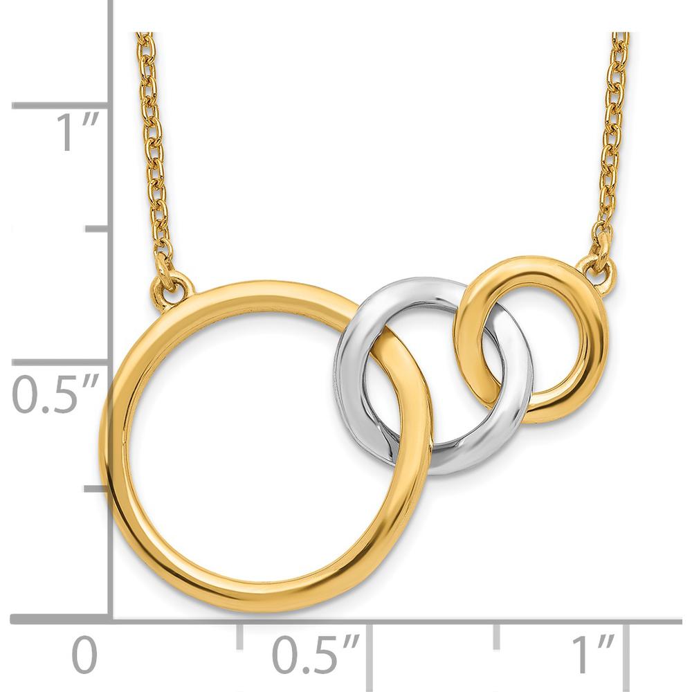 14K Two-Tone Polished Triple Interlocked Circles Necklace - 18" by Monteluci Fine Jewelry