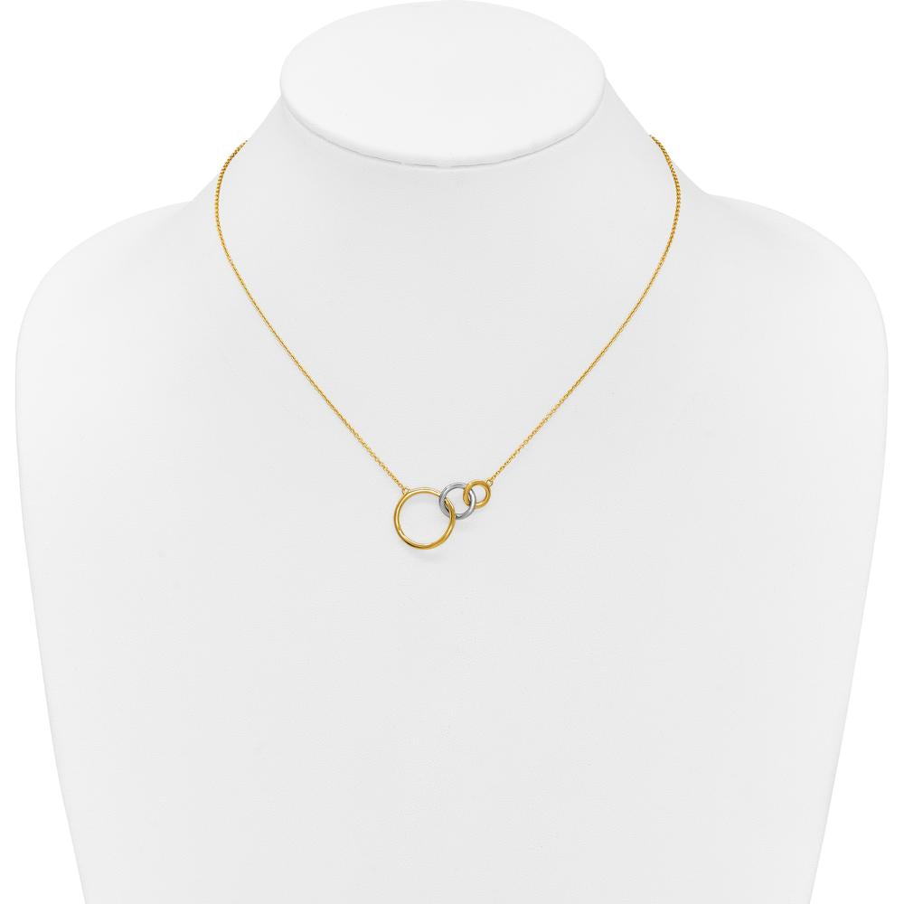 14K Two-Tone Polished Triple Interlocked Circles Necklace - 18" by Monteluci Fine Jewelry