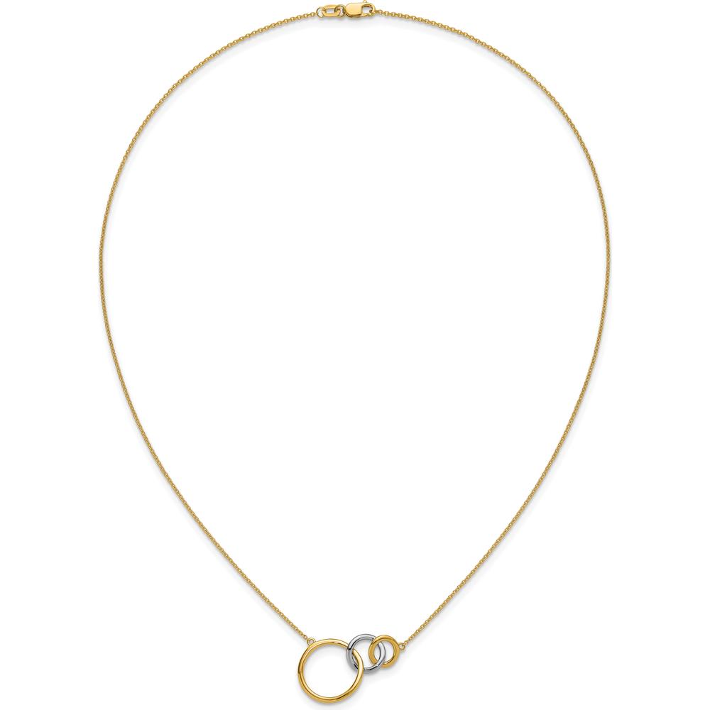 14K Two-Tone Polished Triple Interlocked Circles Necklace - 18" by Monteluci Fine Jewelry