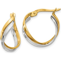 14K Two-Tone Polished Twisted Hoop Earrings - 19mm Length by 0