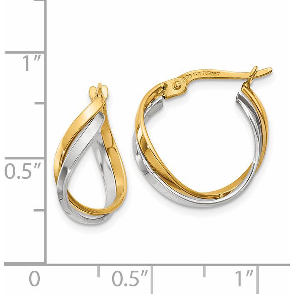 14K Two-Tone Polished Twisted Hoop Earrings - 19mm Length by 0