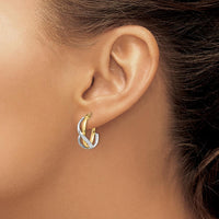 14K Two-Tone Polished Twisted Hoop Earrings - 20mm Length, 5mm Width by 0