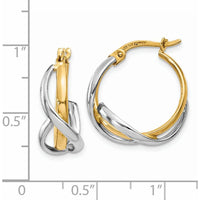 14K Two-Tone Polished Twisted Hoop Earrings - 20mm Length, 5mm Width by 0