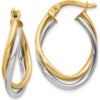 14K Two-Tone Polished Twisted Hoop Earrings - Elegant Women's Jewelry by 0