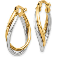 14K Two-Tone Polished Twisted Hoop Earrings - Elegant Women's Jewelry by 0