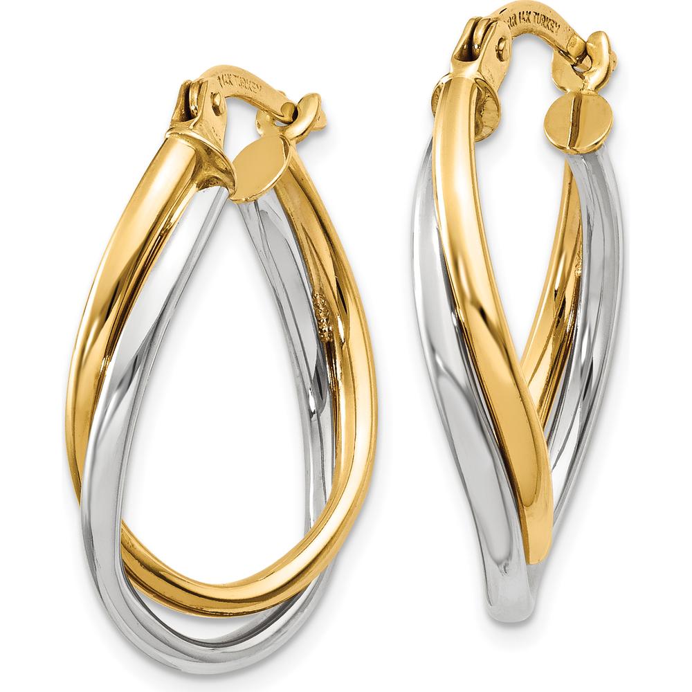 14K Two-Tone Polished Twisted Hoop Earrings - Elegant Women's Jewelry by 0