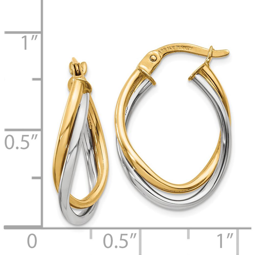 14K Two-Tone Polished Twisted Hoop Earrings - Elegant Women's Jewelry by 0