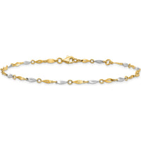 14K Two-Tone Polished Twisted Link Anklet with 1" Extender - Fashionable Women's Jewelry Piece
