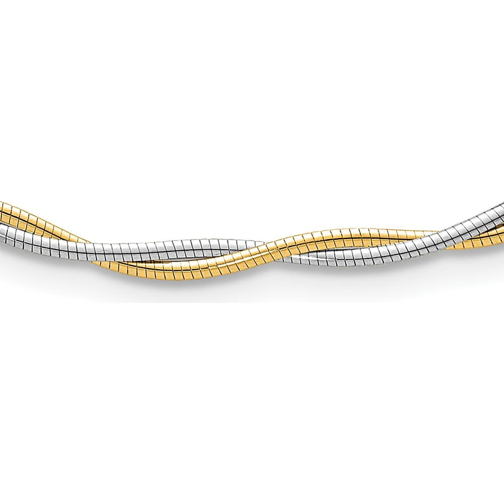14K Two-Tone Polished Twisted Round Omega 17" Necklace with Lobster Clasp - 4.48mm by 0