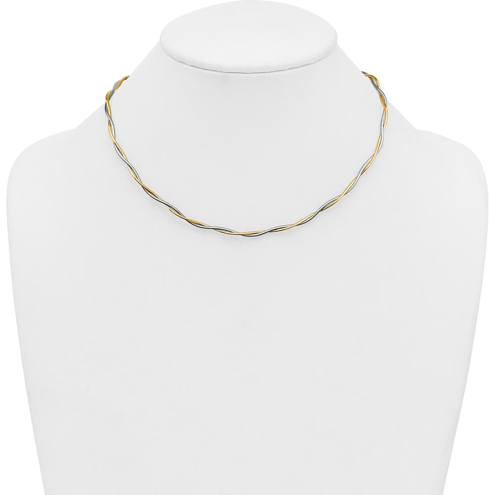 14K Two-Tone Polished Twisted Round Omega 17" Necklace with Lobster Clasp - 4.48mm by 0