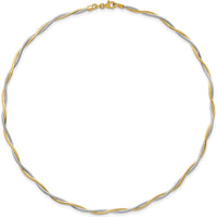 14K Two-Tone Polished Twisted Round Omega 17" Necklace with Lobster Clasp - 4.48mm by 0