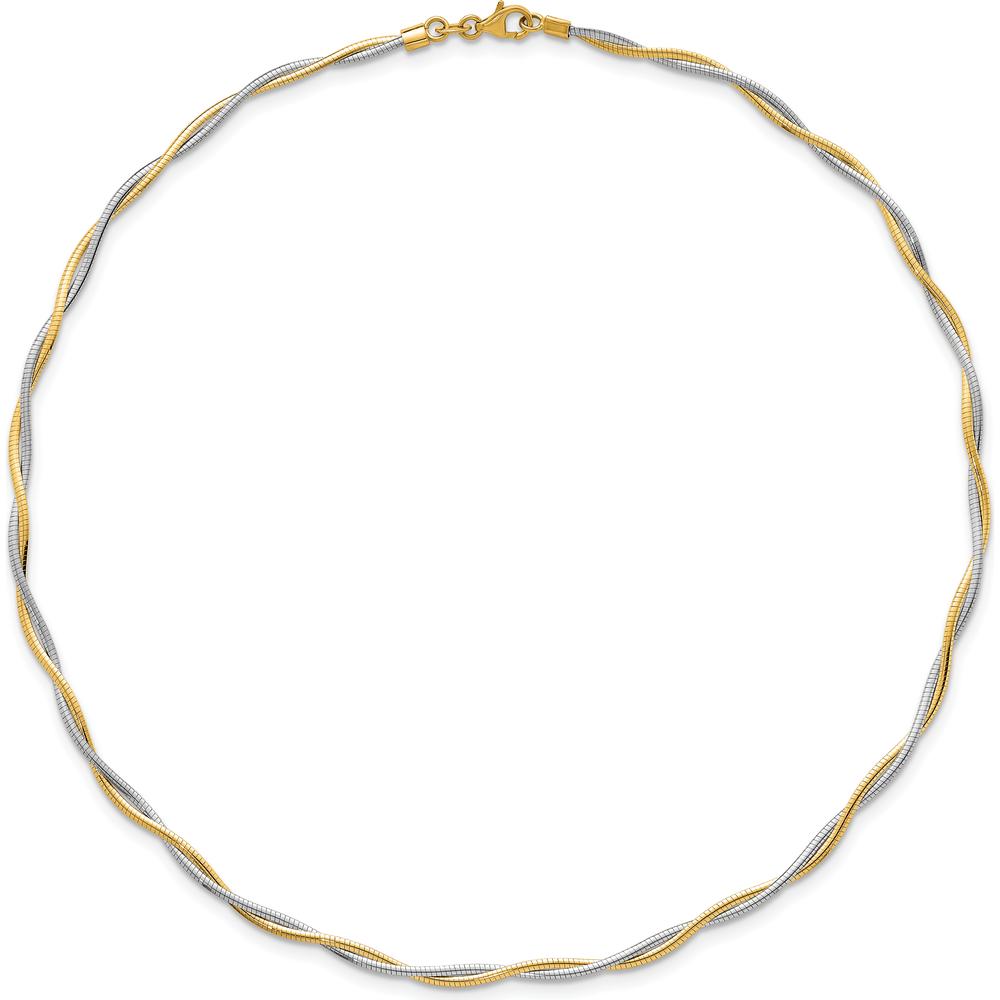 14K Two-Tone Polished Twisted Round Omega 17" Necklace with Lobster Clasp - 4.48mm by 0