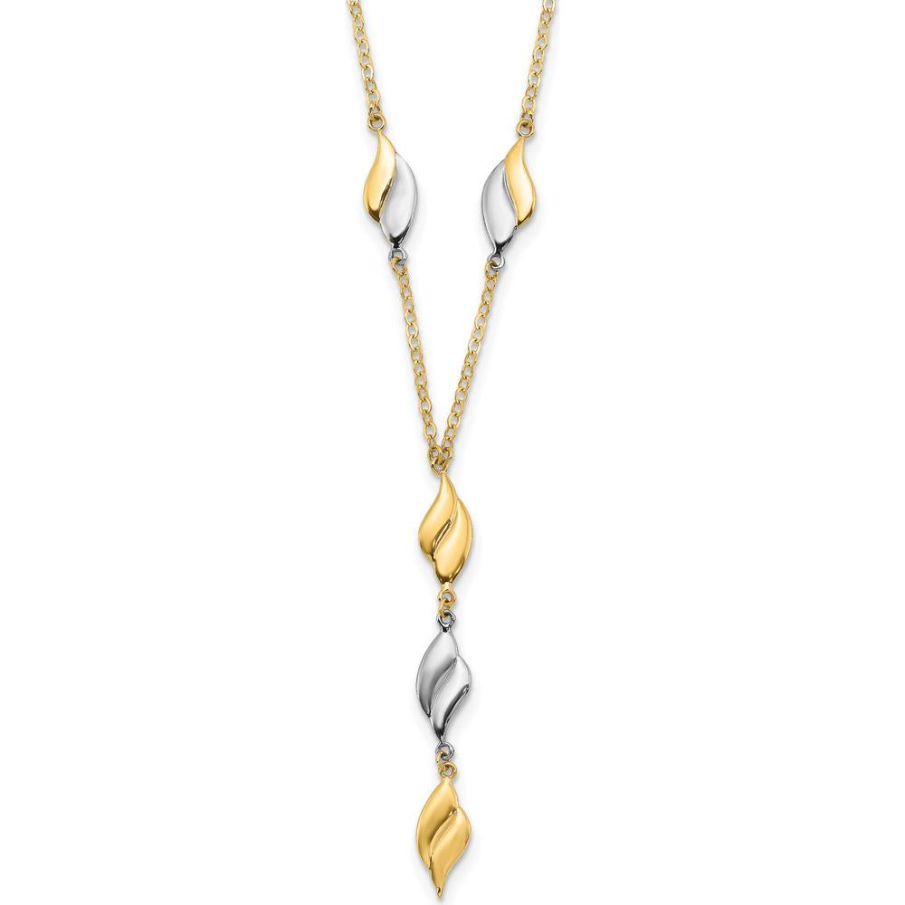 14K Two-Tone Polished Wavy Dangle 17" Y-Drop Necklace by 0