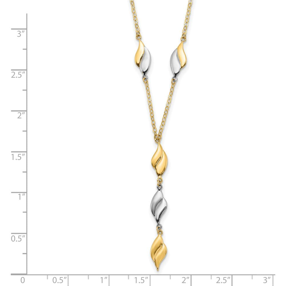 14K Two-Tone Polished Wavy Dangle 17" Y-Drop Necklace by 0