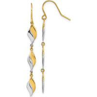 14K Two-Tone Polished Wavy Dangle Earrings - 49mm Length by 0