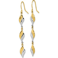 14K Two-Tone Polished Wavy Dangle Earrings - 49mm Length by 0