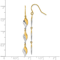 14K Two-Tone Polished Wavy Dangle Earrings - 49mm Length by 0