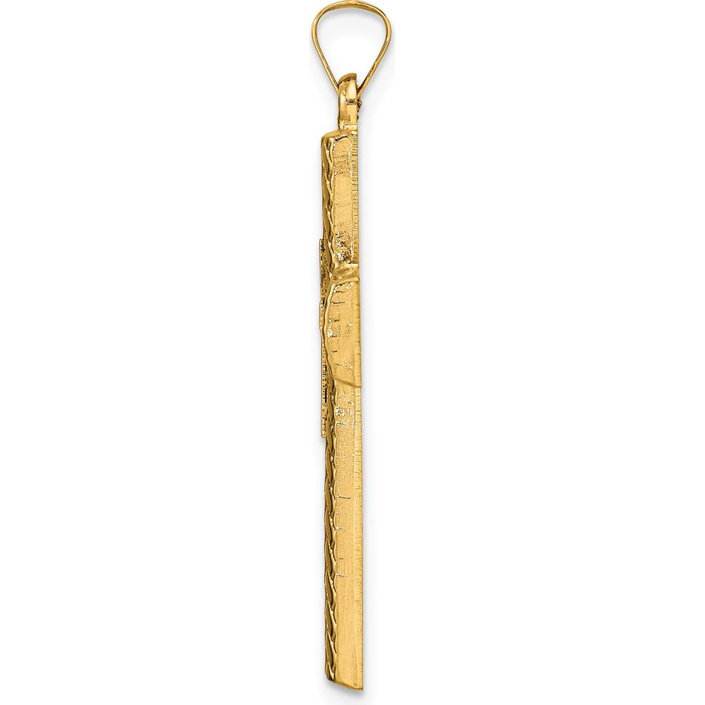 14K Two-Tone Polished Woven Cross Pendant with Hollow Design - 36.05mm Length by Oro Pregiato